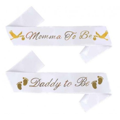 Babyshower of genderreveal sjerpen set Mommy en Daddy to Be wit met goud