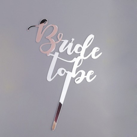 Acryl taart topper Bride to Be zilver