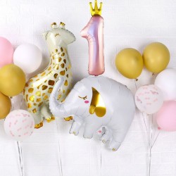 Eerste verjaardag ballonnen cakesmash set met giraf, olifant, grote 1 en diverse andere ballonnen