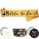 Vrijgezellenfeest set Bride to Be zwart met goud en wit met sjerp, armbanden en buttons twintig delig