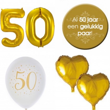 14-delige set met ballonnen en buttons voor een 50-jarig jubileum