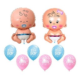 8-delige folie en latex ballonnen set Baby Boy en Girl