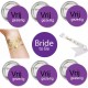 Vrijgezellenfeest set Vrijgezellig en Bride to Be paars wit goud met sjerp buttons en tatoeage