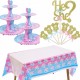 15-delige genderreval cupcake en taart set met toppers en etagere