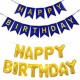 2-delige slinger set Happy Birthday blauw met goud