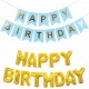 2-delige slinger set Happy Birthday licht blauw met goud