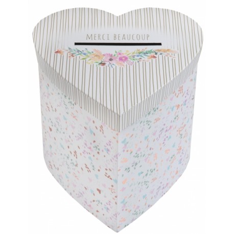 Hartvormige enveloppendoos c.q. moneybox Floral Wedding multi cloured 