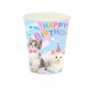 8 kartonnen bekertjes Happy Cats pastel