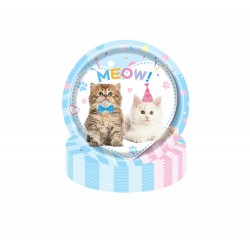 8 kartonnen bordjes Happy Cats pastel doorsnede 18 cm