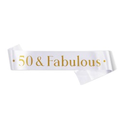 Sjerp 50 & Fabulous wit met gouden tekst