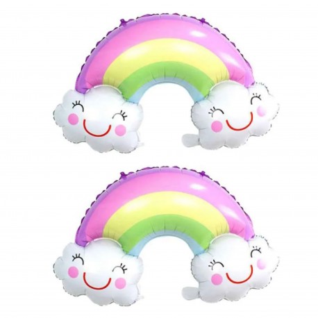 Set met 2 XL Folie ballonnen Rainbow in pastelkleuren