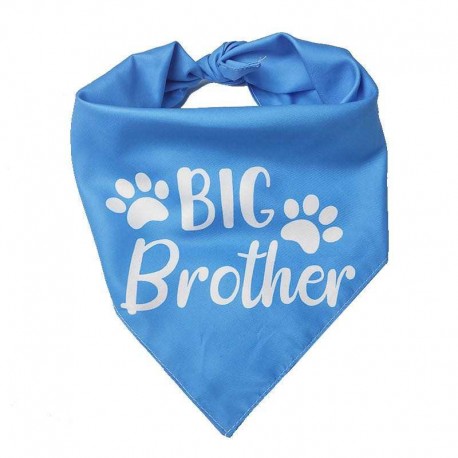 Honden bandana Big Brother blauw met witte tekst en honden pootjes