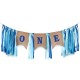 3-delige Cakesmash set blauw met jute en goud met stoelslinger, hoedje en taart topper One