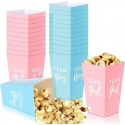 24 Genderreveal popcorn bakje Team Boy en Team Girl