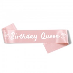 Birthday Queen sjerp roze met wit