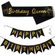 Sjerp en slinger set Happy Birthday Queen zwart met goud