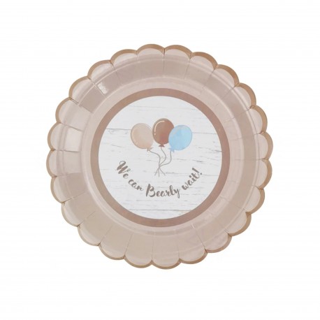 Bordjes We can Bearly Wait beige, bruin en blauw