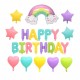 Folie ballonnen set Happy Birthday Rainbow macaron mat XL