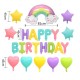 Folie ballonnen set Happy Birthday Rainbow macaron mat XL