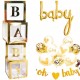 15-delige set deLuxe Baby goud met wit met ballonbox, diverse folie en latex ballonnen en slinger 