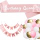 19-delige set met sjerp, ballonnen en slinger Happy Birthday roze met wit en goud