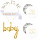 Babyshower set goud met wit 5-delig met tiara, sjerp, buttons en folie ballon