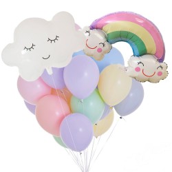 17-delige ballonnen set Rainbow and Cloud pastel