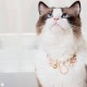 Honden of katten halsband/ketting met parels, strass en bedels wit, roze en goud maat M