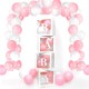 Ballon box decoratie pakket XL met ballonslinger wit en roze 78-delig