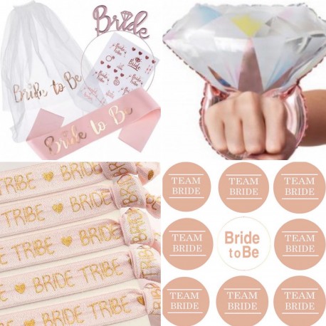 22-delige Bride to Be en Team Bride set wit met rosé goud