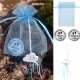 Newborn baby gift Decision Coin in blauw organza zakje met gelukspoppetje wolk blauw