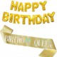 Birthday Q set goud 2-delig met sjerp en grote ballon slinger