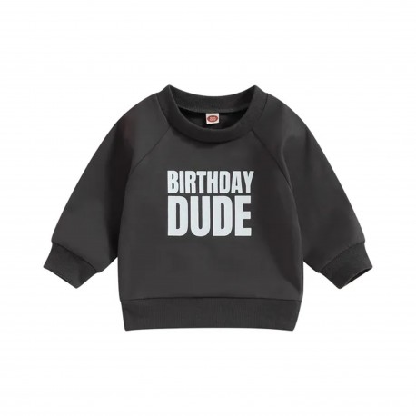 Eerste verjaardag sweater Birthday Dude donker grijs maat 12 maanden