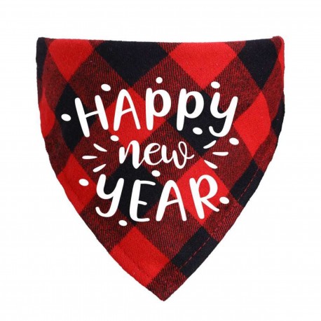 Honden bandana Happy New Year rood met wit