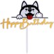 Acryl taart topper Happy Birthday Husky Bulldog