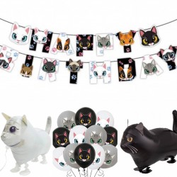 21-delige set Cats Black and White met slinger en diverse ballonnen