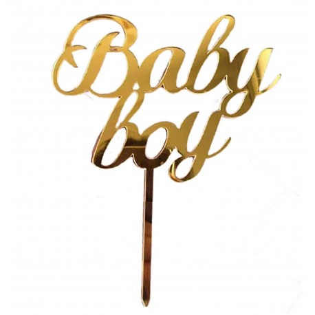 Acryl taart topper Baby Boy goud