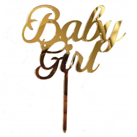 Acryl taart topper Baby Girl goud