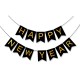 Banner met goud folie letters Happy New Year op zwarte ondergrond XL