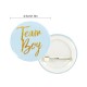 12 buttons Team Boy en Team Girl roze en blauw met gouden letters