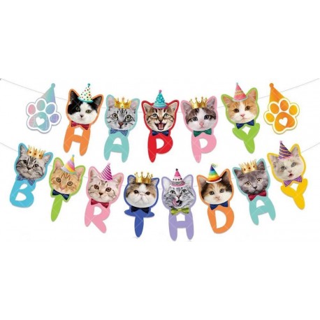 Banner Happy Birthday Cats XL