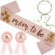 4-delige Babyshower set met sjerp, 2 rozetten en bloemenkrans Mom en Dad to be Bear zalm