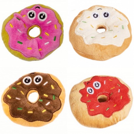 4 Honden speeltjes in de vorm van een donut met gezichtje