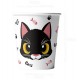 80-delige set Cats Black and White met bordjes, bekertjes, servetten en bestek