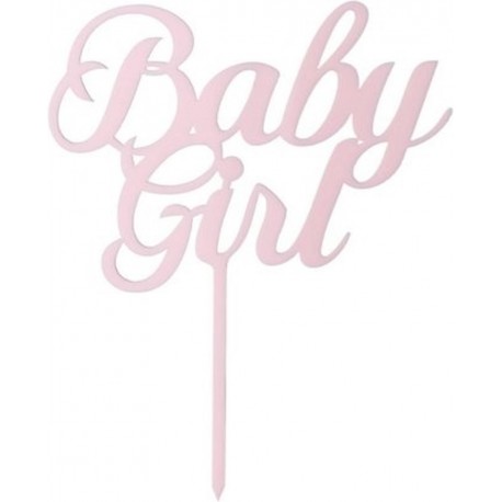 Acryl taart topper Baby Girl pastel licht roze