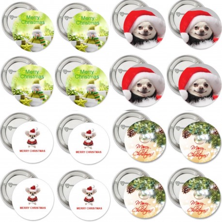 16 kerst buttons met 4 verschillende afbeeldingen