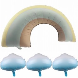 4-delige folie ballonnen set regenboog met wolken