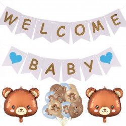 15-delige set Welcome Baby Girl met slingers en beren ballonnen