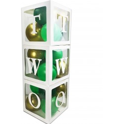 3 doorzichtig letter ballon blokken Two wit inclusief 24 ballonnen donker groen, licht groen en goud