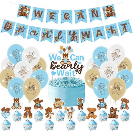 32-delige set We Can Bearly Wait met slinger, ballonnen, taart en cupcake toppers